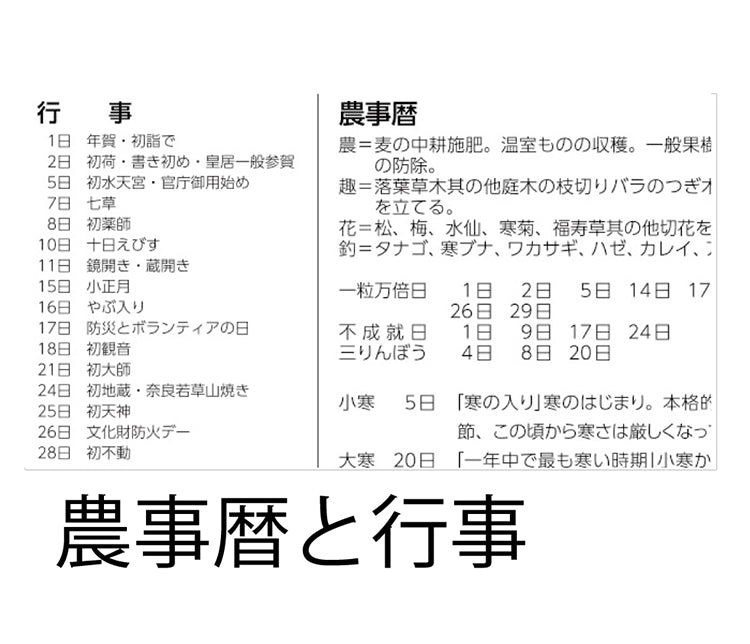3色文字月表