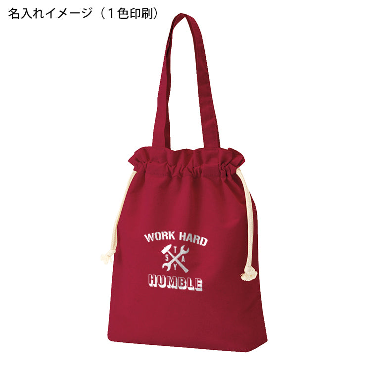 厚手コットンガゼット巾着トート(M)（ナチュラル）