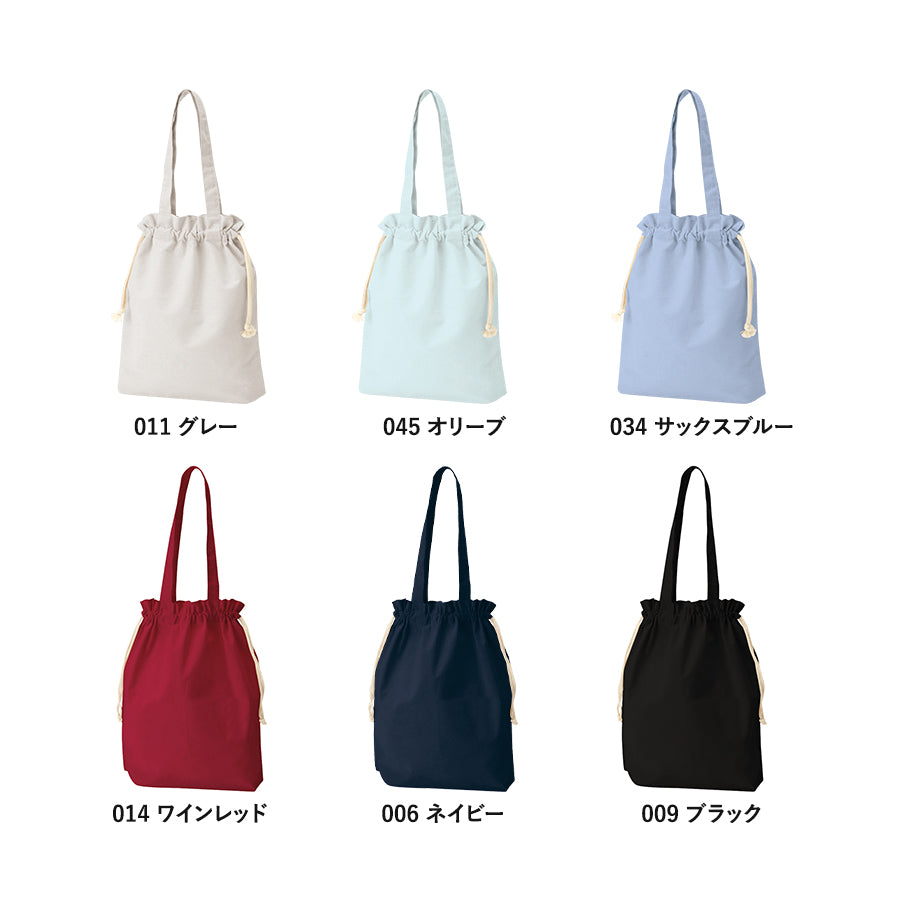 厚手コットンガゼット巾着トート(L)（ナチュラル）